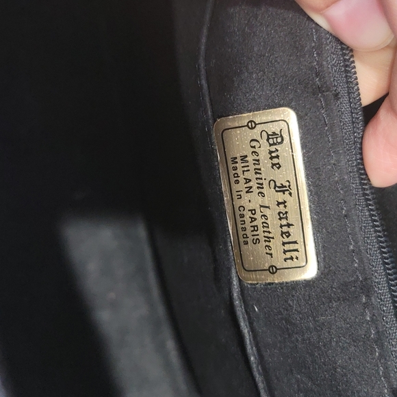 Vtg Due Fratelli Canada Black Genuine Leather Milan Paris Dome Tote Shoulder - Picture 4 of 10